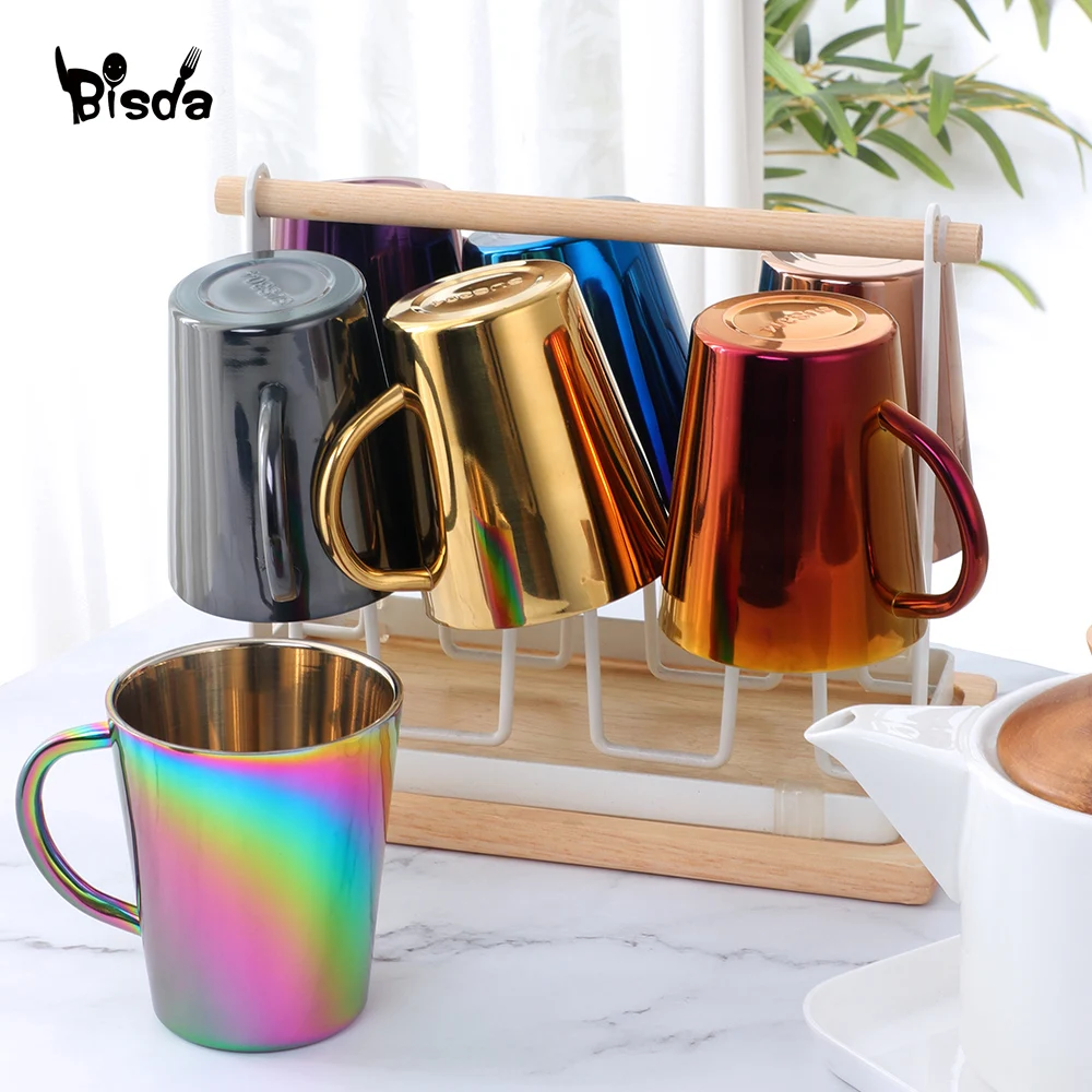 Double Layer Stainless Steel Mug, Gold Coffee, Milk Cups, Cocktail Wine Cup, Metal Drinking Mugs, Bar Drinkware, 1/3 pcs