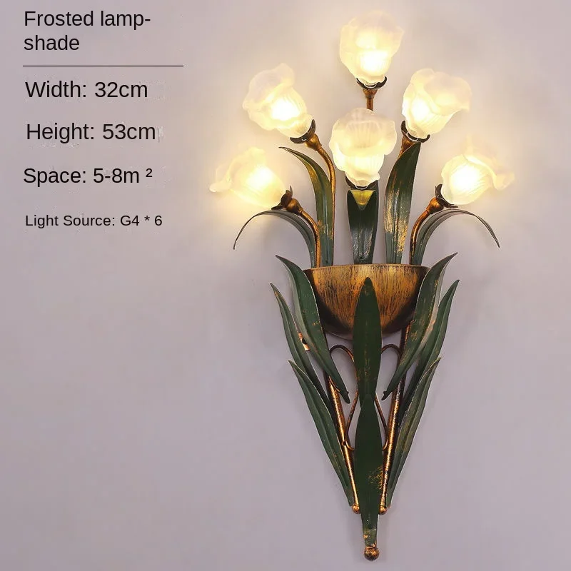 SANDYHA Vintage Amerikaanse Bloem Wandlamp Woonkamer Achtergrond Led Nachtlampje Slaapkamer Nachtkastje Home Decor Luces Para Cuarto - afbeelding 1