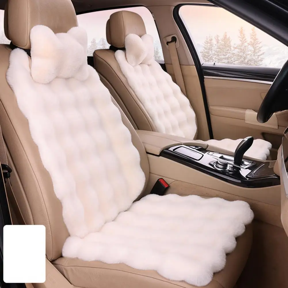

Padded Car Seat Cover Luxurious Thickened Plush Car Seat Cushion Set Soft Fluffy Warm Non-slip Front Back for Most for Fatigue