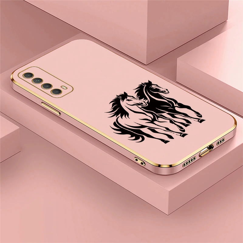 Чехол для телефона из ТПУ с покрытием для Huawei Y7A Y9S Y7 Prime Pro 2019, противоударный, роскошный, с рисунком лошади, мягкая защита объектива, задняя крышка