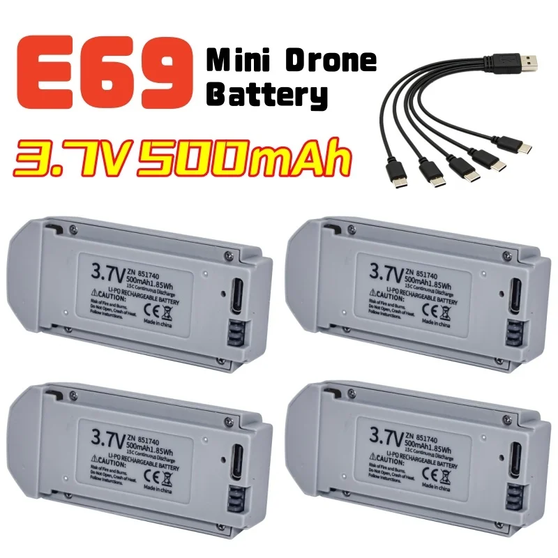 E69 Mini-Drohnen-Akku Original 3,7V 500mAh Lipo-Akku für E69 Mini Bürstenloser Fotografie-Fernsteuerungsflieger