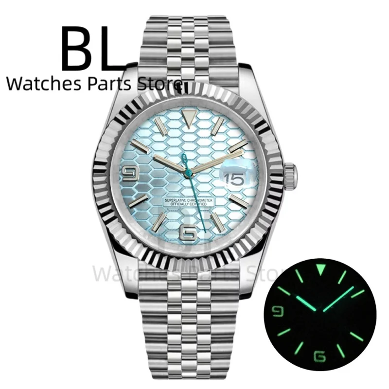 BLIGER 36mm39mm Reloj con esfera azul hielo para hombre Reloj de pulsera mecánico luminoso nueva correa final cristal de zafiro 10ATM Reloj de buceo