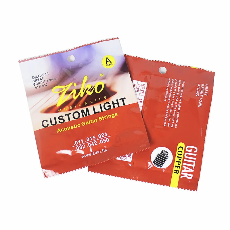 ZIKO 010-048 Acoustic Guitar Strings DAG-010 Steel Core Brass Extra Light Parts Musical Instruments Accessories