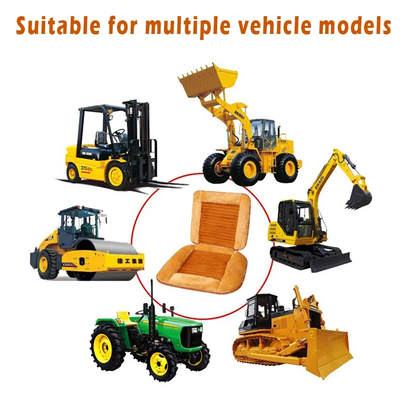Autumn and Winter Warm Plush Excavator Engineering Car Seat Cushion Thickened Wool Mat for CAT Hitachi Volvo XCMG Deere JCB