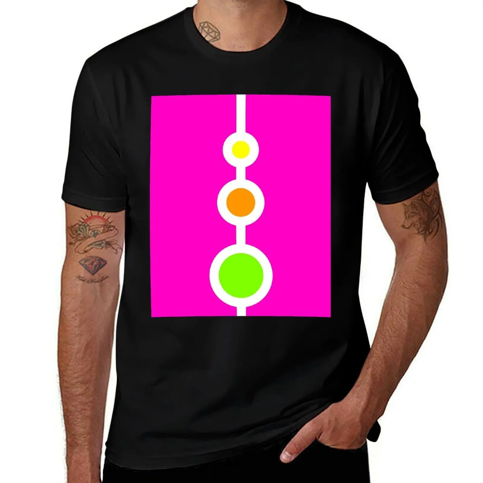 Sixties Style Neon Circles T-Shirt Graphic Print Short Sleeve T-Shirt