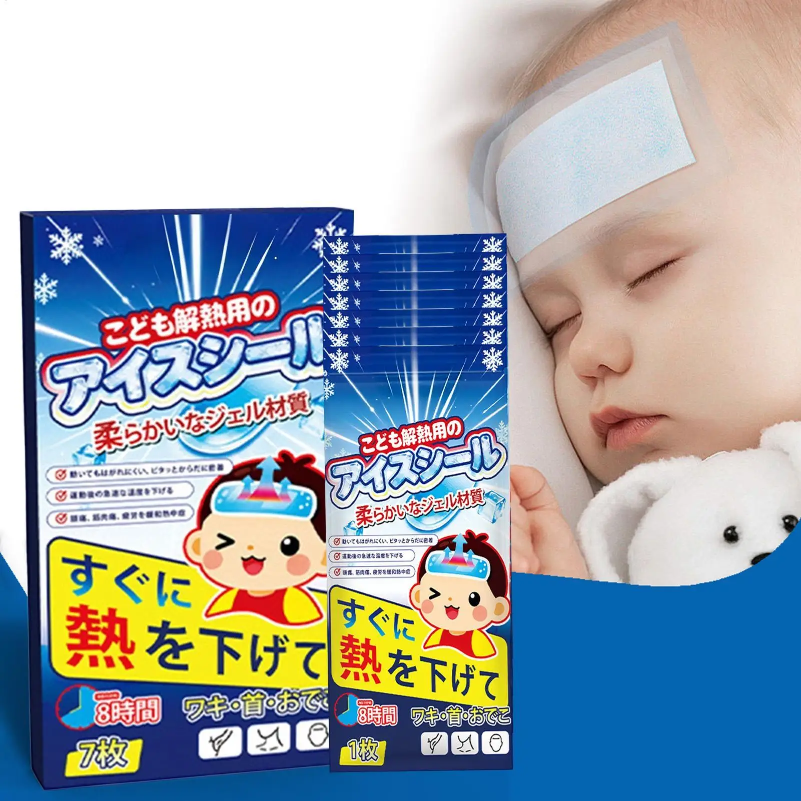 Fever Reduction Sheets Cooling Patches 7 Pieces Potable Relief Cold Compress Pads For Teens Kids Women Men Home Office School