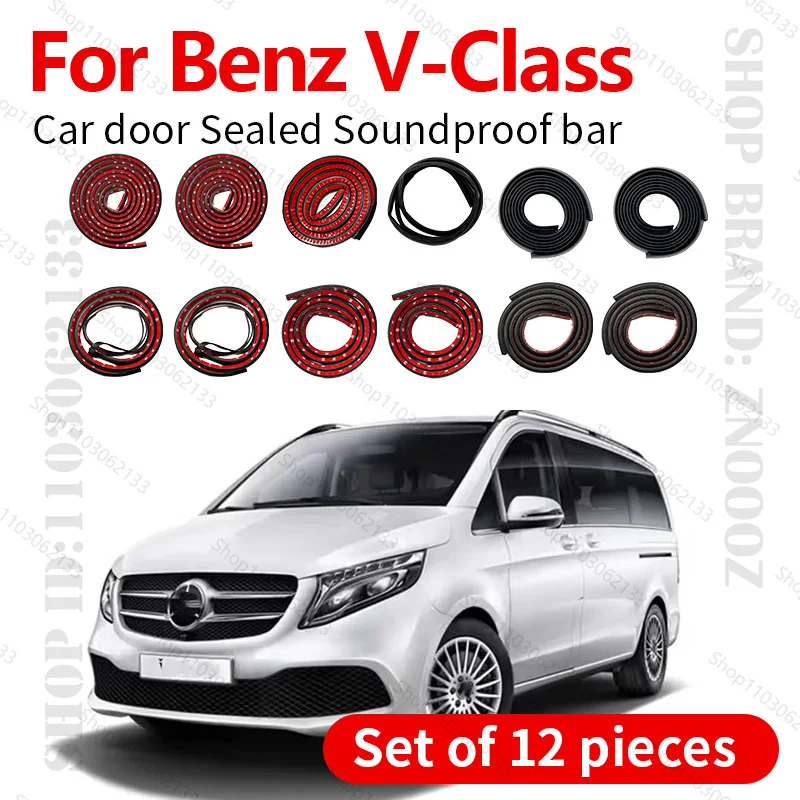 

For Mercedes Benz V-Class Car Door Seal Strip Rubber Double Layer Sealing Protector Soundproof Dustproof Seal Strip 12PCS Set