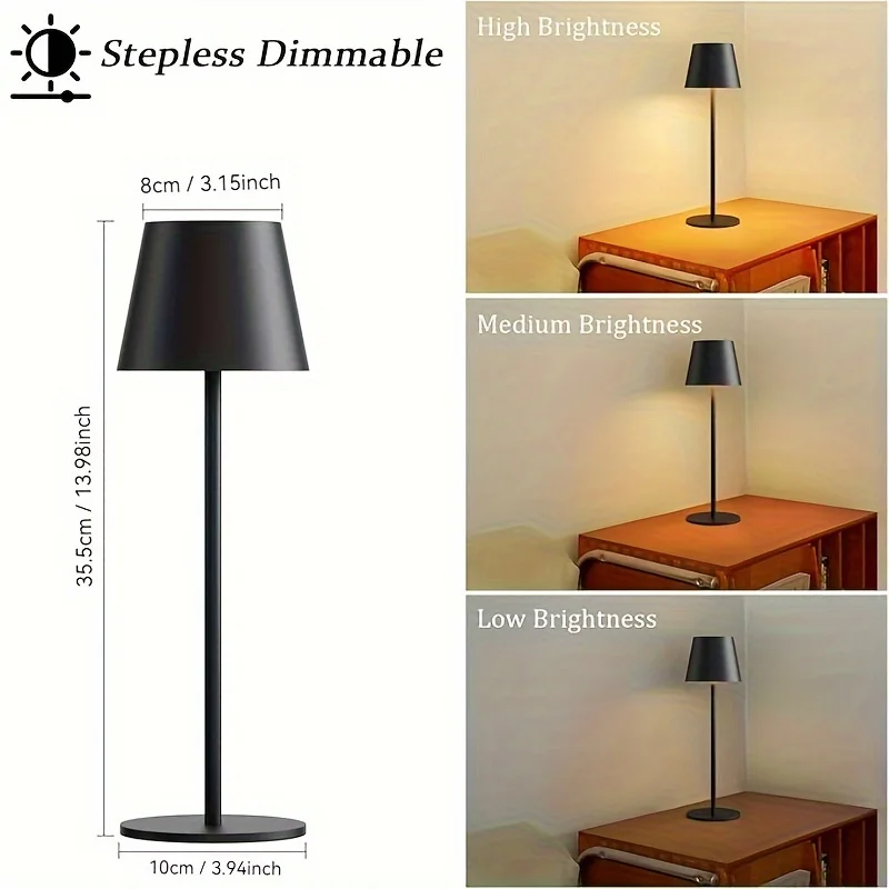 Rechargeable Table Lamp Touch Sensor LED Desktop Night Light Wireless Reading Lamp For Hotel Bar Restaurant Bedroom Decor Light