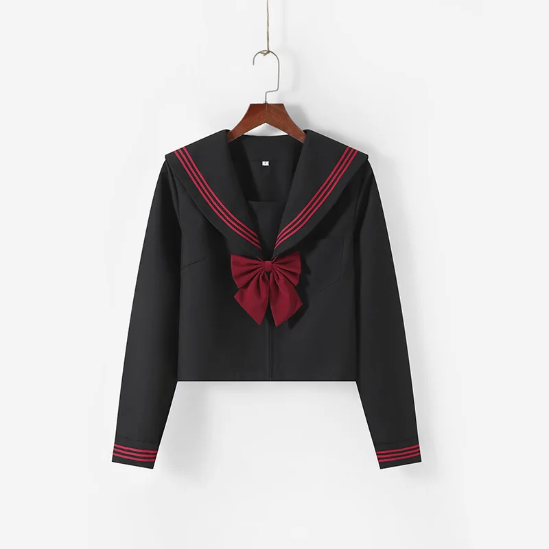 Nero ortodosso stile College giapponese coreano studente uniforme scolastica Jk uniforme ragazza Anime Cosplay marinaio vestito classe Top gonne