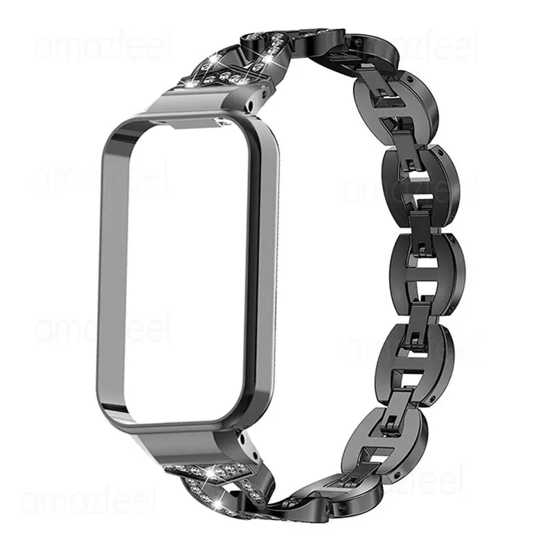 Pulseira e Capa de Metal Diamante para Xiaomi Smart Band, Strap Case, Protector Correa, Redmi Band 2 Pro