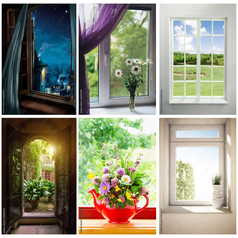 Natural Scenery Outside The Window Photography Backgrounds Props Flower Tree Landscape Portrait Photo Backdrops CH-06