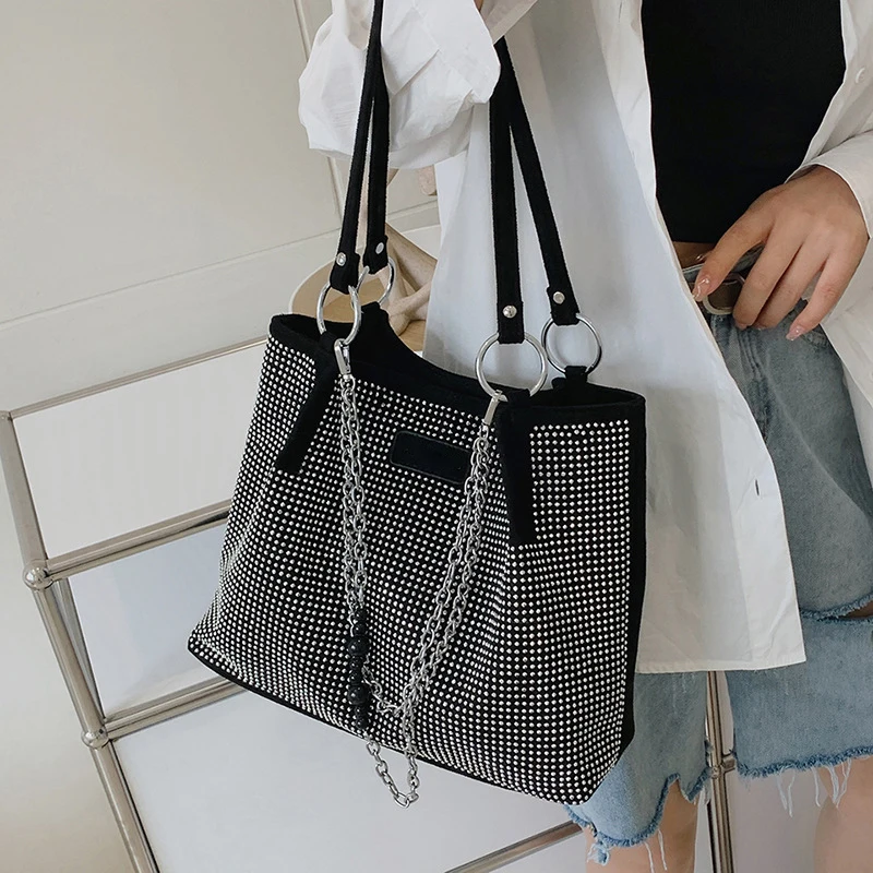 New Luxuy Rhineston Shoulder Bags For Women Designer Diamond Leather Crossbody Bag Female Underarm Bag Totes Purse Handbag