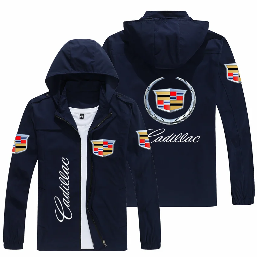 Veste imprimée Cadillac à capuche d'hiver et d'automne pour hommes avec fermeture éclair, vêtements de travail de course