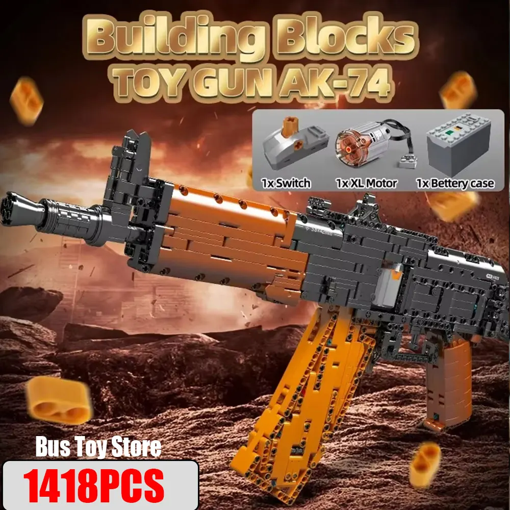 Ww2 Military Gun Technical Motorized AK-47 Gun Building Toys Mould King Building Blocks Weapon Bricks Toys Set for Boys Gifts