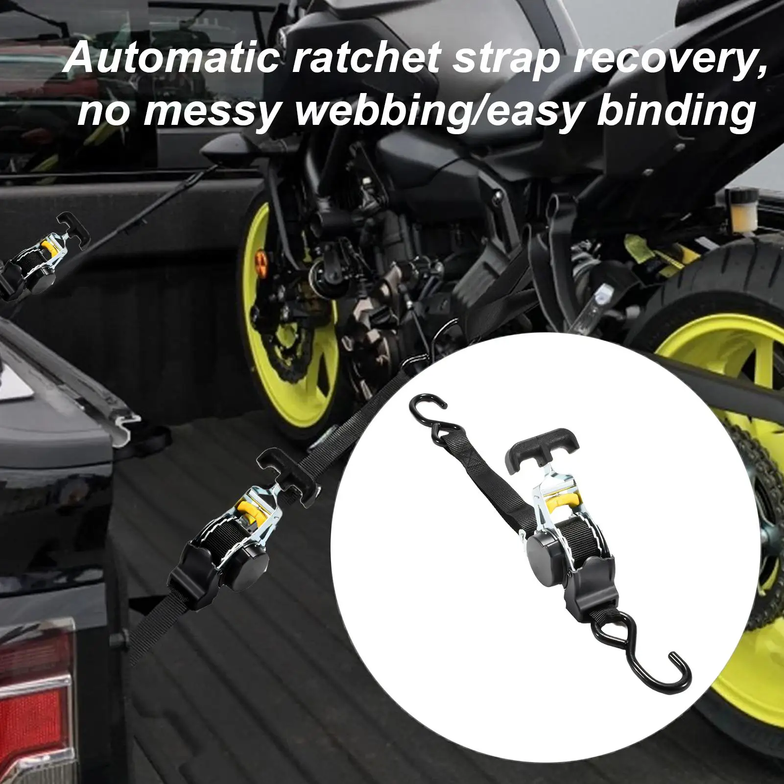 Retractable Tie Down Straps Bed Mounted Ratchet Straps With Plate Load Binding Automotive Tools For Cargo Trailer Kayak ATVs