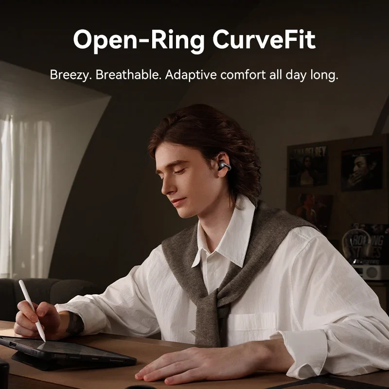 Baseus MC1 Pro سماعات أذن لاسلكية مزودة بتقنية البلوتوث 6.0 Hi-Res Ultra Open Earbuds أقراط 4-Mic ENC كليب على براعم الأذن سماعة الرأس