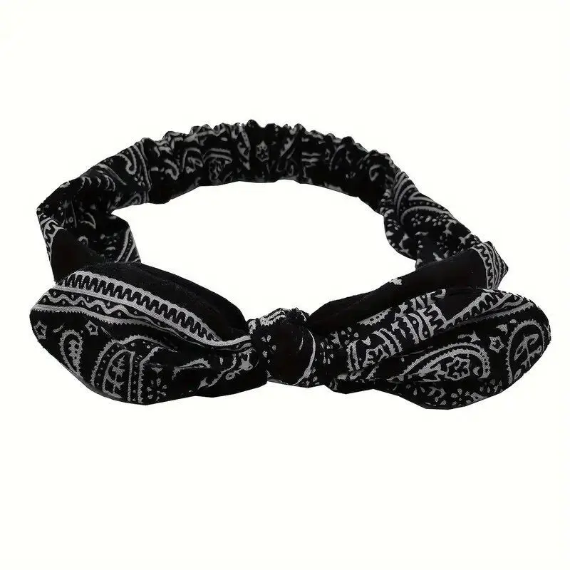 

1 шт., модная эластичная повязка для волос с кроличьими ушками и принтом, широкая повязка для волос для девочек и женщин, повязка на голову, аксессуары для волос, головной убор