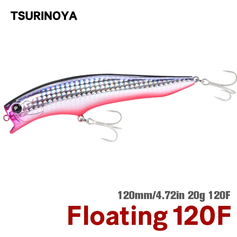 TSURINOYA 120F Floating Minnow Bait 120mm 20g 0-30cm GORGO Saltwater Hard Baits Long Casting Shallow Range Beach Fishing Lure