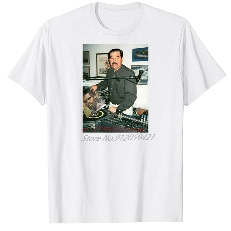 

Dj Saddam Hussein T Shirt For Men Graphic T Shirts Oversize Short Sleeve T-Shirts Summer Cotton T-Shirt Mens Print T Shirt