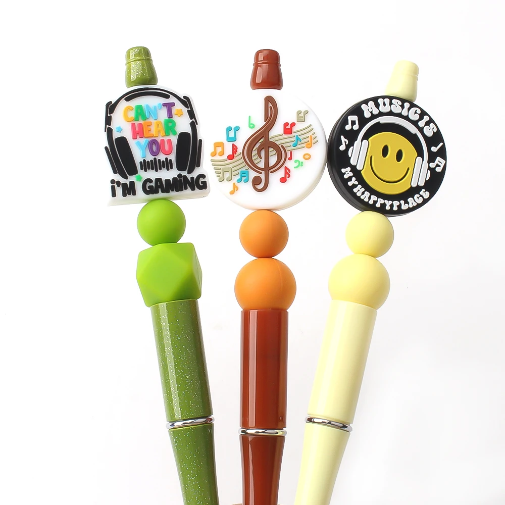 5/10pcs Music Theme Silicone Beads For Jewelry Keychain Making Focal Beads Diy Necklace Pens Handmade Crafts view 4