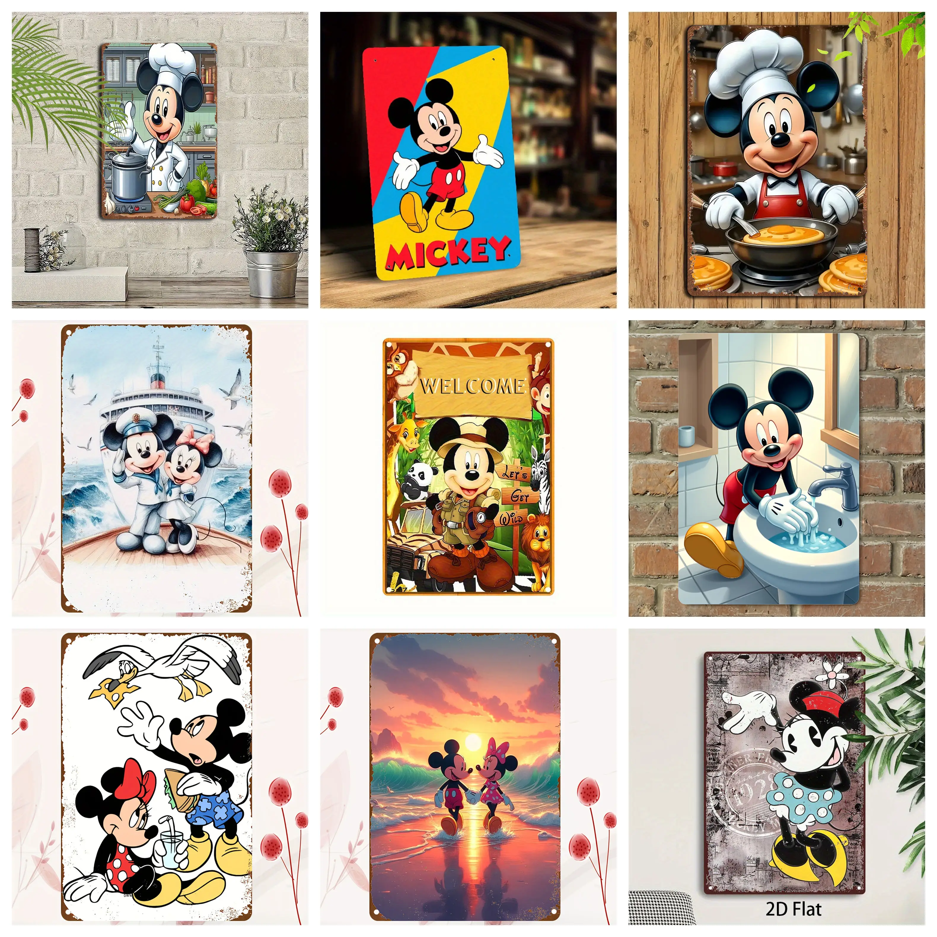 

Miniso Mickey Diverse Tin Displays Metal Signs wall decor Tin Signs Captain Metal Poster Decor for Bar Pub Club Wall Decoration