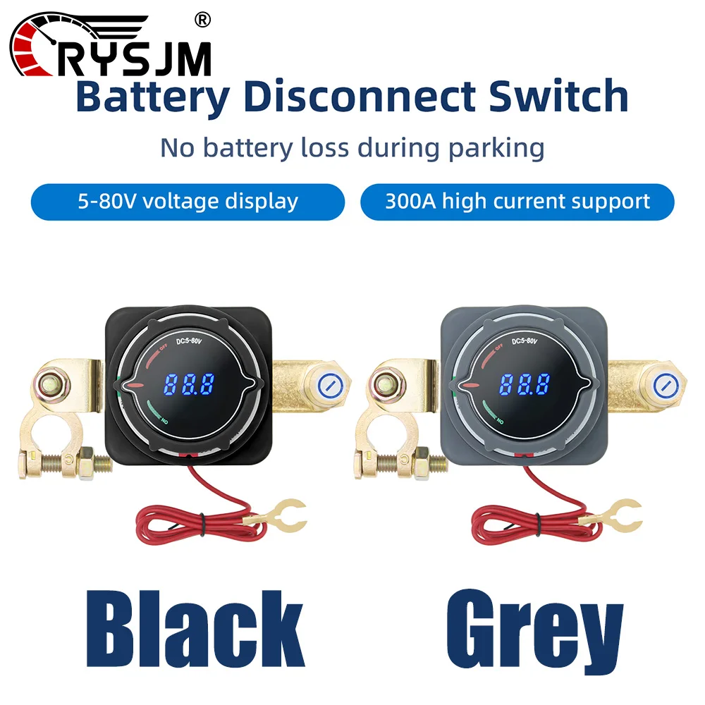 

Battery Disconnect Switch Upgrade 300A Car Accessories Power Isolator Cut/Shut Off Switch for Car 5-80V Voltage Display Switch