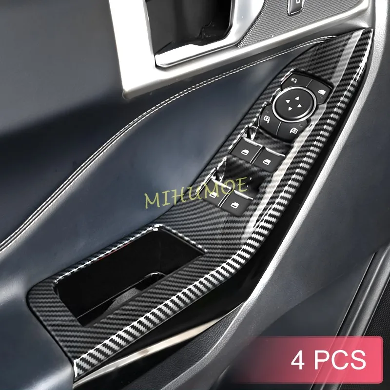 

LHD Carbon Fiber Car Interior Door Window Switch Panel Cover Accessories Trims For Ford Explorer 2020 2021 2022 2023 2024