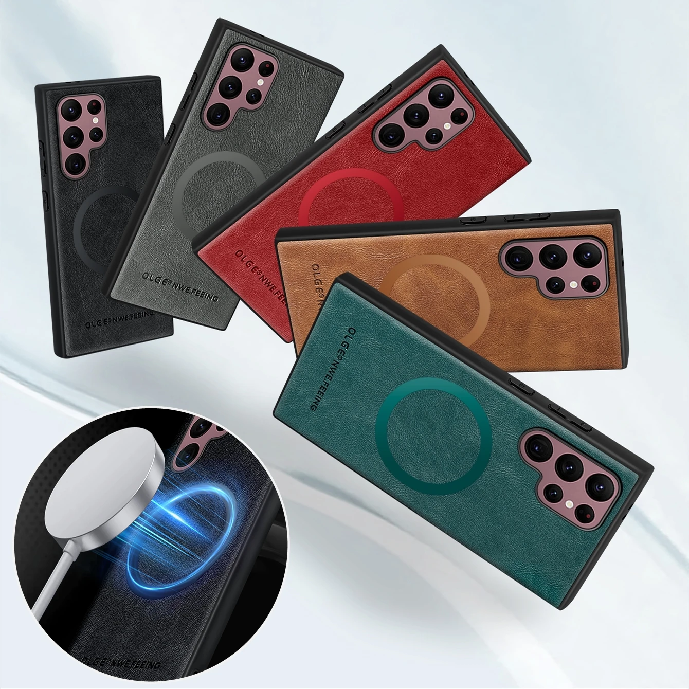Luxuriöse Magsafe Magnetische Leder-Handyhülle für Samsung Galaxy S26 S25 S24 Ultra S23 FE S22 S21 S20 Plus Silikon-Cover