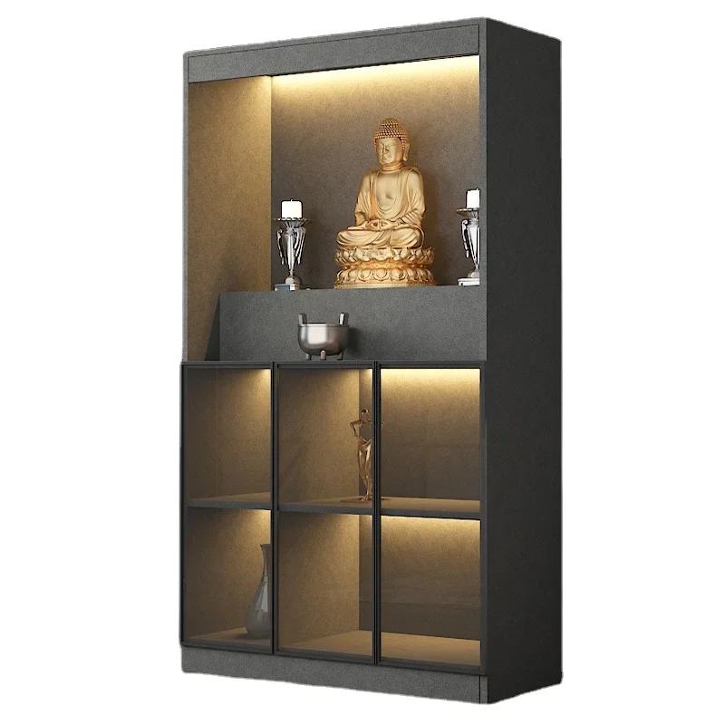 

Hxl Buddha Shrine Glass Door Altar Buddha Cabinet God of Wealth Guanyin Guan Gong License Statue Cabinet