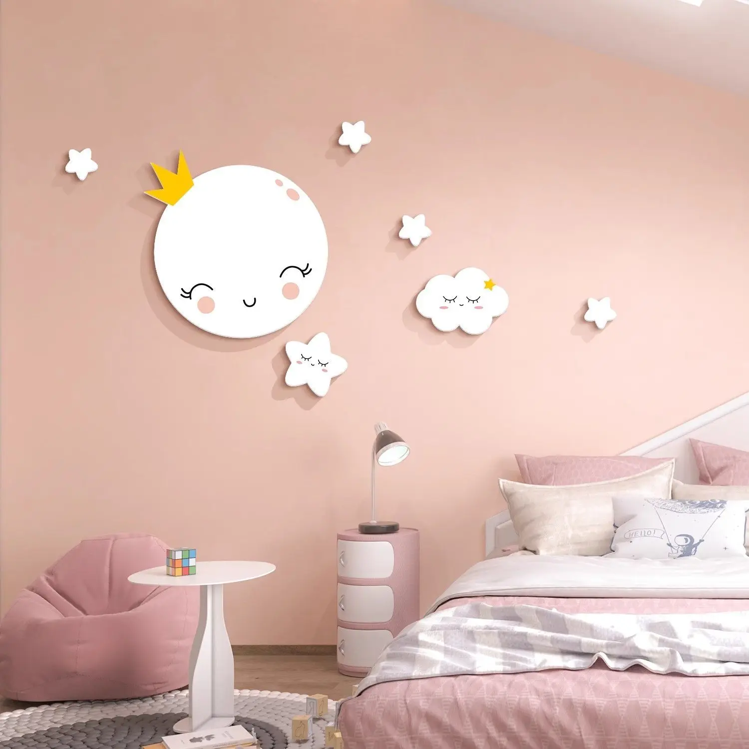 

Spanish Style Children's Room Wall Decoration Stickers PVC Material Cute Girls' Bedrooms Bed Heads 3D Shading Creative Decor