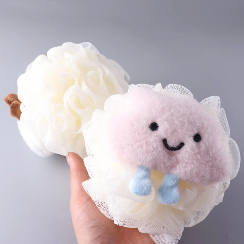 1Pc Cloud Cartoon Bath Balls Pink PE Soft Scrubbing Bubble Nets Dual Shade  Bath Flowers for Relaxing Bath Time Bathing Supplies