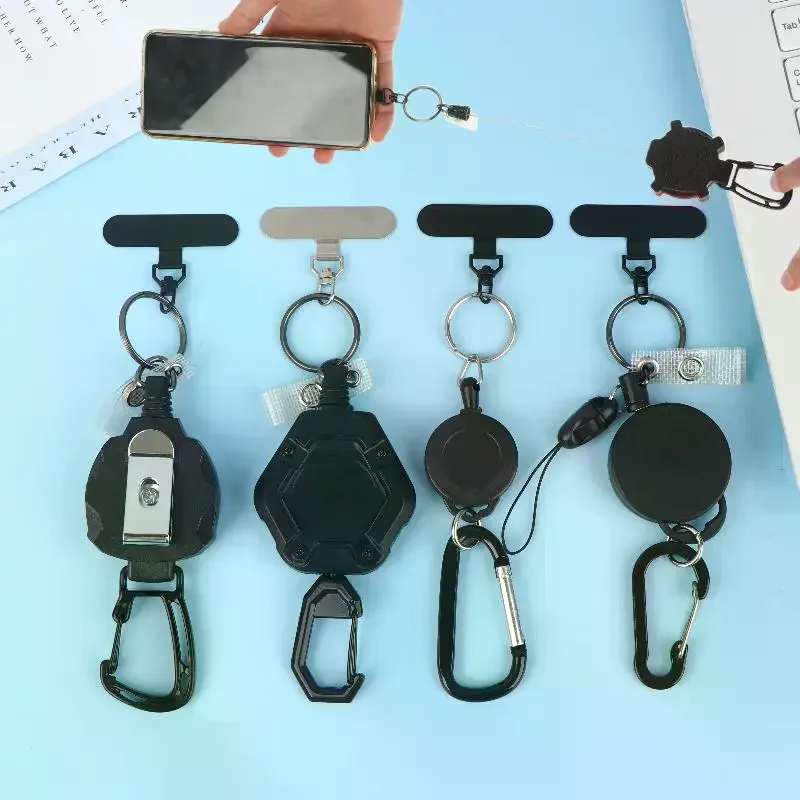 1 Set Smartphone Safety Lanyard Strap Retractable Phone Holder With Carabiner Anti-Drop Harness For Hiking Cycling Climbing