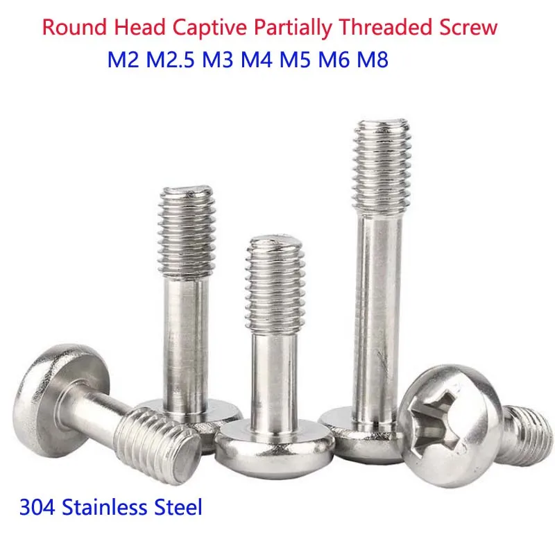 304 Stainless Steel Phillips Pan/Round Head Captive Fully/Partially Threaded Screw Cross Pan Head Lock Screw M2 M2.5 M3 M4 M5~M8