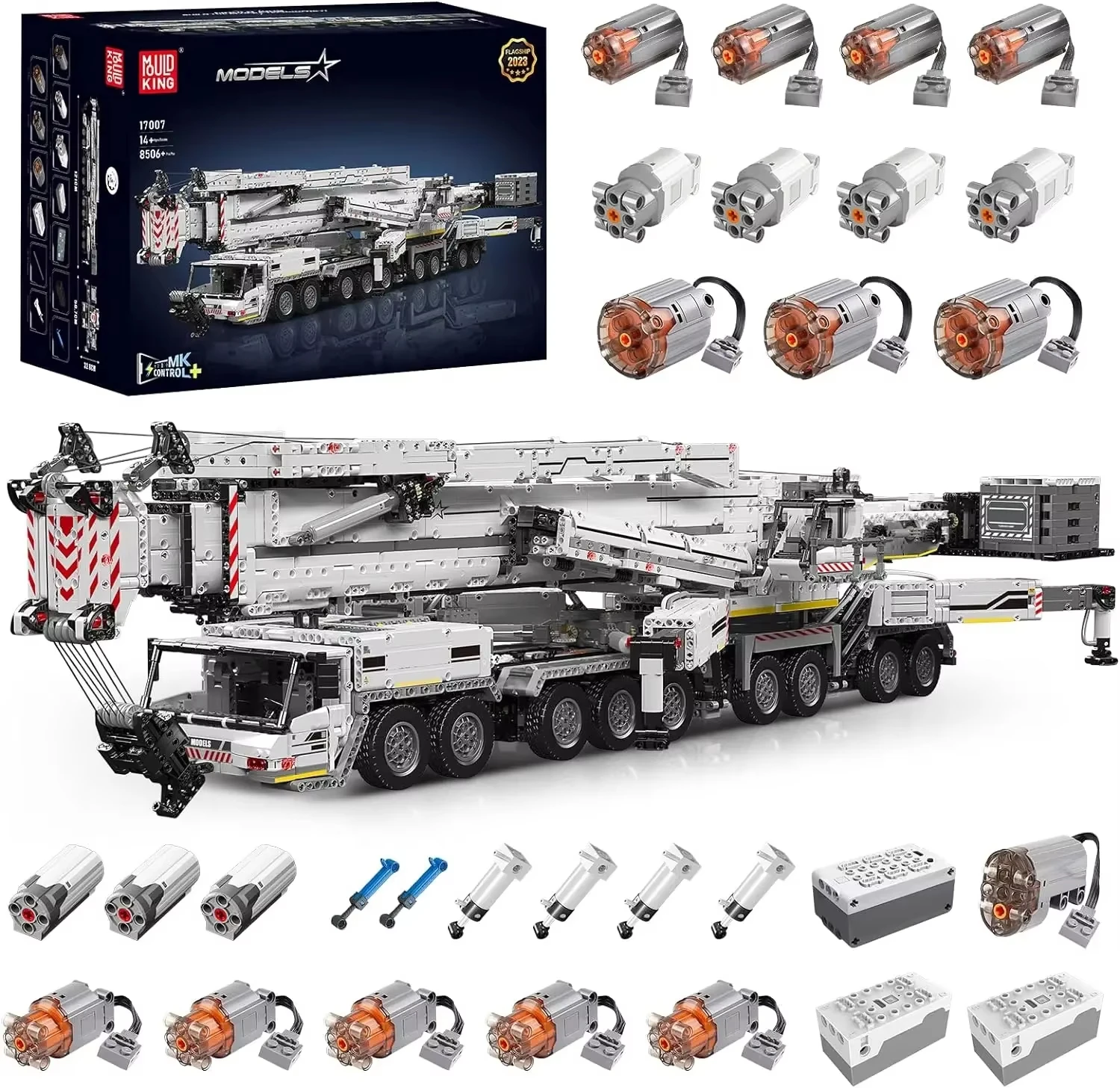 MOLD KING 17007/17008 Технический автомобиль, игрушки, моторизованный кран LTM 11200, грузовик, строительный блок, сборная модель, кирпич, детский рождественский подарок