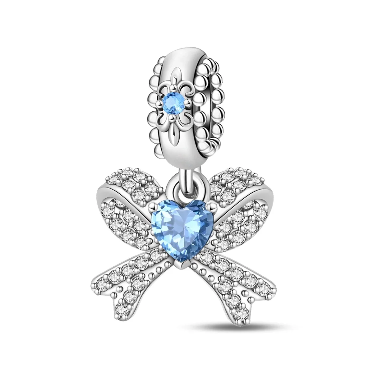 

Подвески оригинальные стерлингового серебра 925 пробы синий циркон бабочка узел сердце кулон бусины подходят для браслета Diy прекрасный подарок женский нежный