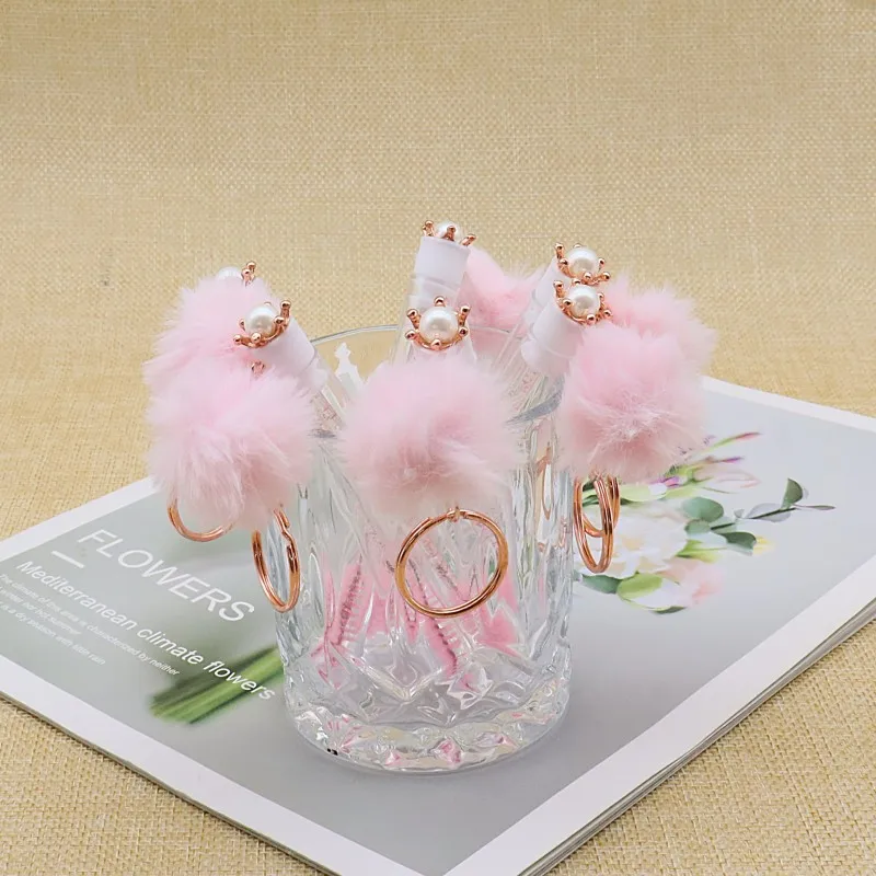 Hot Sale Portable Pink Crown Disposable Mascara Wands Portable Eyelash Extension Tool Plastic and Nylon Eyelash Brushes case