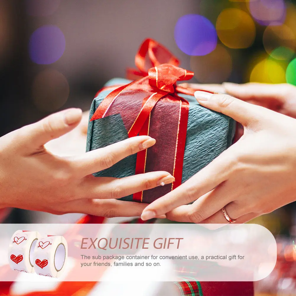 

2 рулона премиальных наклеек с узором в виде сердечек, стикеры ко Дню святого Валентина для упаковки подарков, запечатывания конвертов, пакетов для конфет