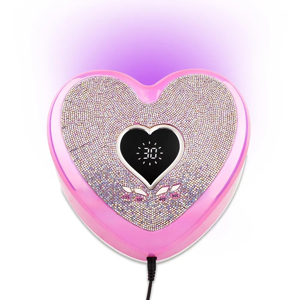 Heart Shape Nail Lamp with Rhinestone Nail Drying Lamp For Nails UV Light Gel Polish Manicure Machine Professional Equipment