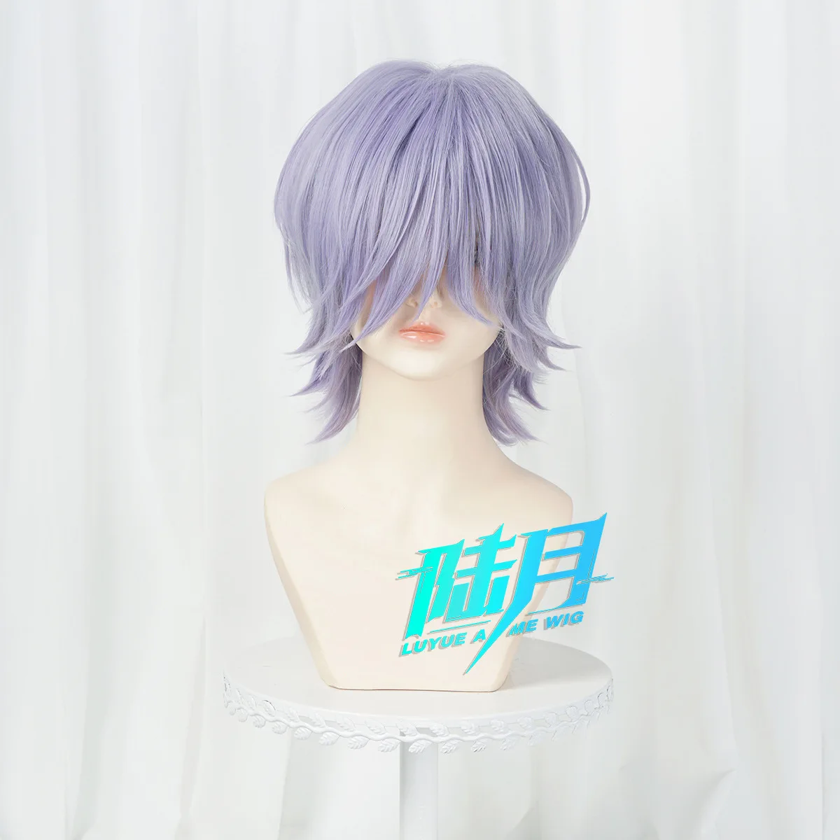 Perruque de Cosplay pour fête d'halloween, cheveux courts violets mystérieux pour hommes, accessoires de jeu de rôle de carnaval de noël, perruque synthétique résistante à la chaleur