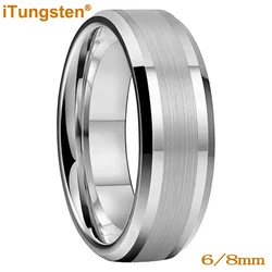 iTungsten 6mm 8mm Engagement Wedding Band Tungsten Carbide Finger Ring for Men Women Couple Fashion Trendy Jewelry Comfort Fit