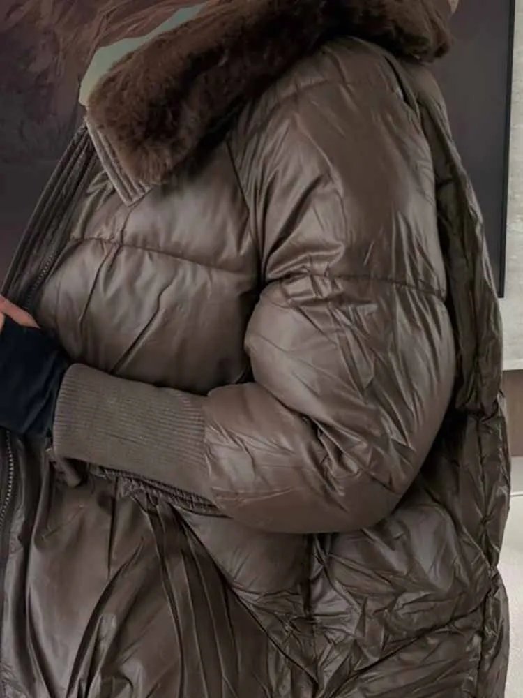 

Fashion Solid Pocket Bread Coat Women's Lapel Collar Plush Long Sleeved Loose Jacket Winter Thick Warm Zipper Casual Outerwear