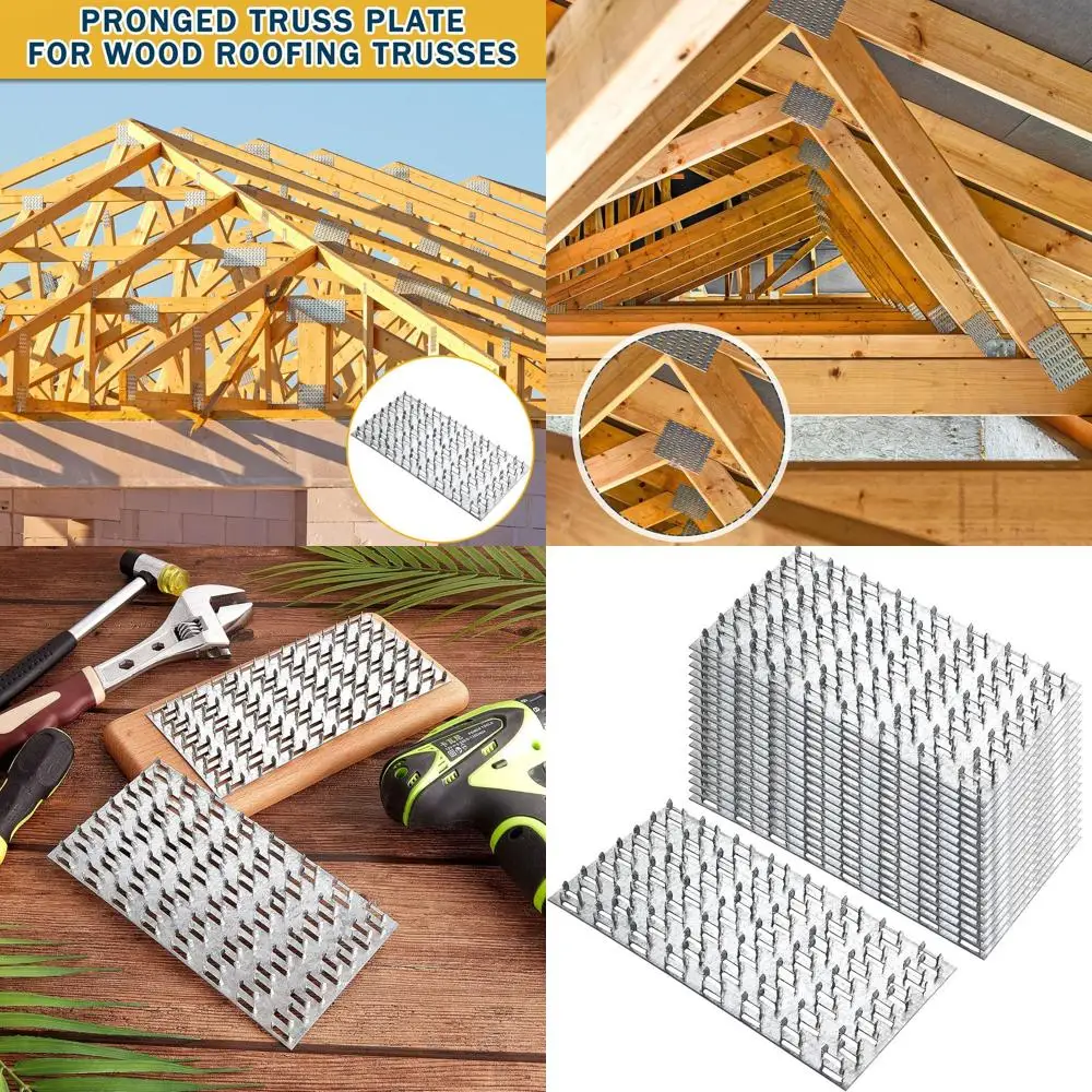 

Galvanized 4x8 Inch Truss Mending Plates, 30 Pack, 1mm Thick, 8mm Nail Teeth for Roofing and Wood Truss Repair