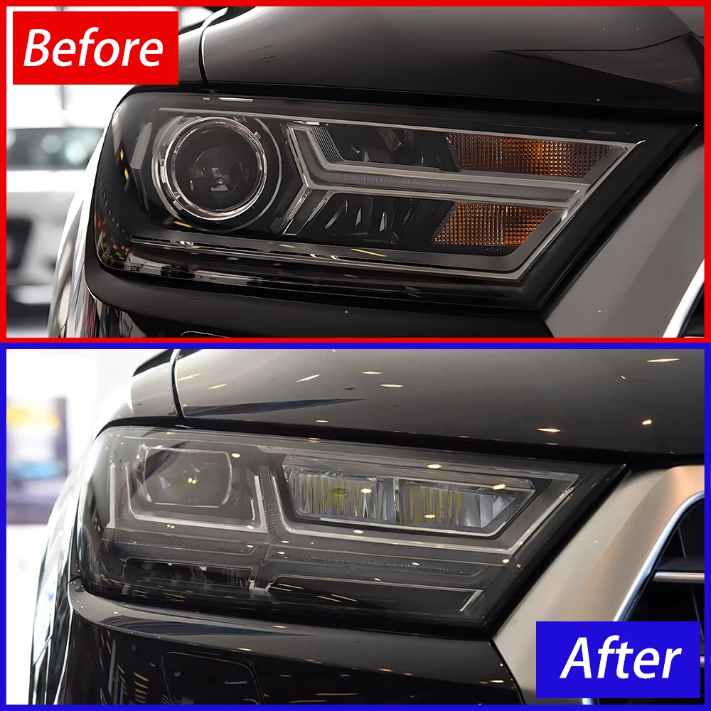 مجموعة المصابيح الأمامية للسيارات لأودي Q7 2016-2019 ترقية عالية التكوين عدسة عرض LED التوصيل والتشغيل أدوات السيارات الملحقات