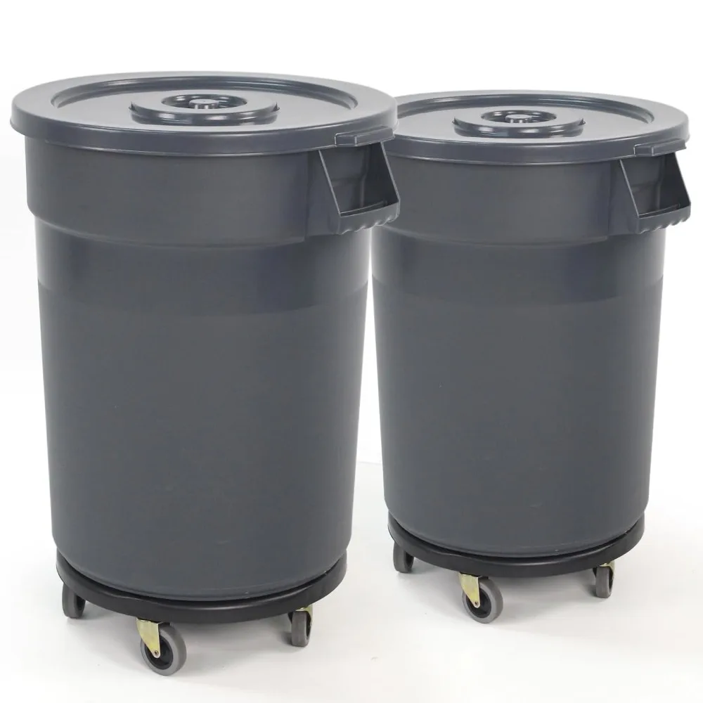 

32 Gallon Trash Can with Lid and Wheels, Heavy-Duty Construction, Perfect for Backyard, Deck, or Garage