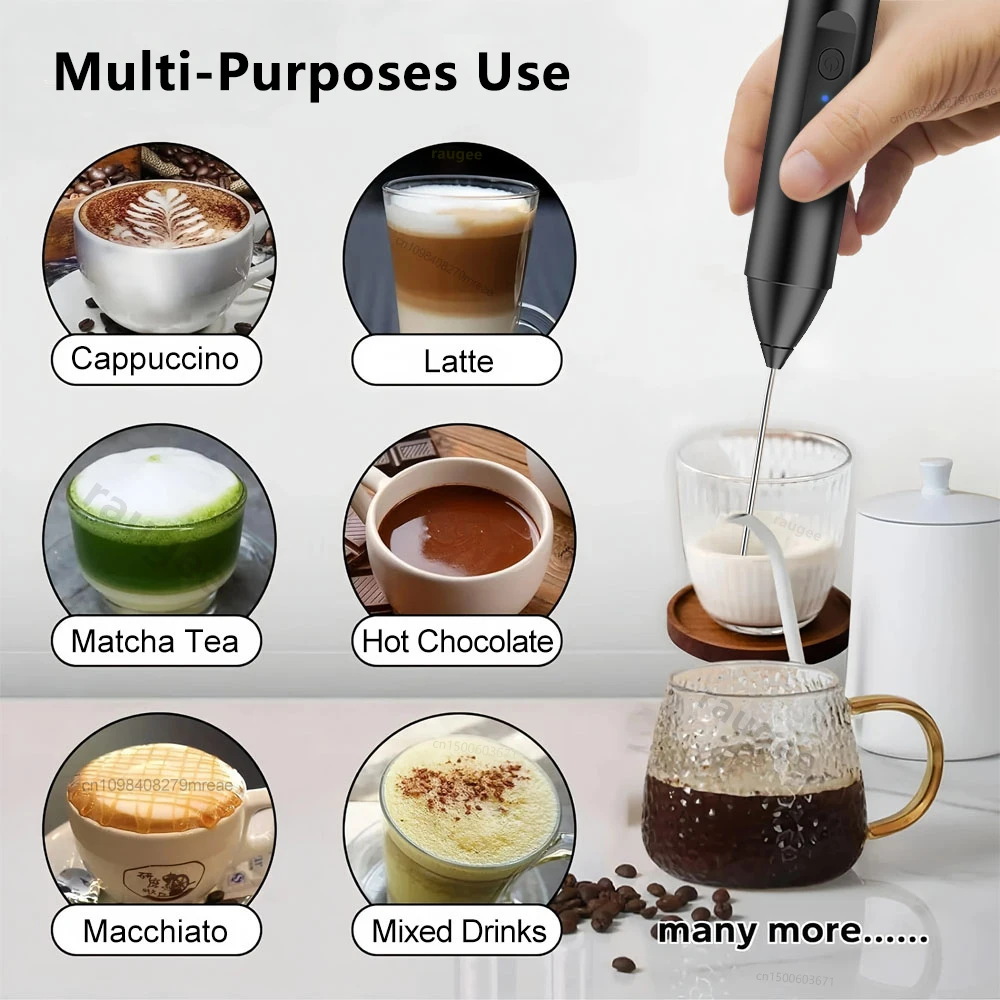 Milk Frother Handheld Electric Milk Foamer Egg Beater Rechargeable Mini Coffee Whisk Mixer Wireless Milk Foam Maker for Coffee view 5