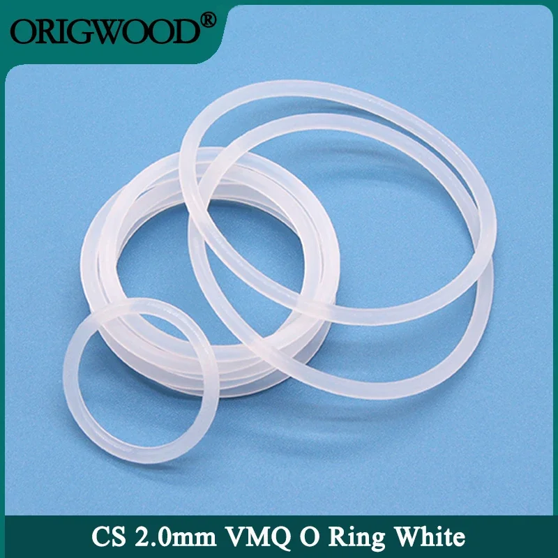 

10/50pcs VMQ O Ring Gasket CS 2mm OD 5 ~ 100mm White Waterproof Washer Round O Shape Silicone Ring Food Grade