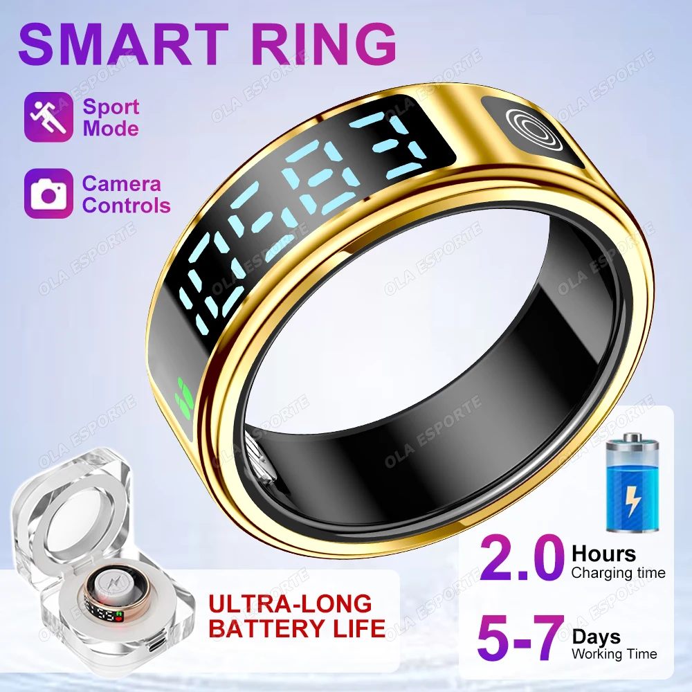 

2025 New Smart Ring LED Display Heart Rate Sleep Monitoring Remote Photography Bluetooth 5.1 Multiple Sports Modes Fitness Rings