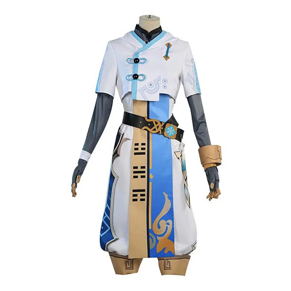 Anime Game Genshin Impact Cosplay Chongyun Cosplay Costume Game Genshin Impact Chong Yun Costume Halloween Chongyun Blue Wig