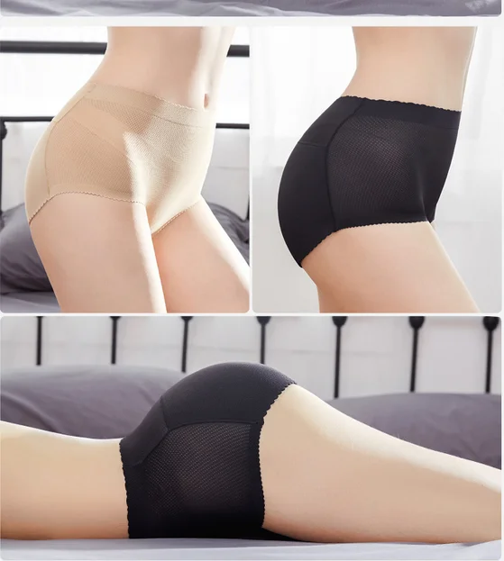 Dames Midden Taille Sexy Vulling Slipje Bum Gewatteerde Butt Lifter Enhancer Heup Push-Up Slipje Ondergoed Naadloze Slipje Billen