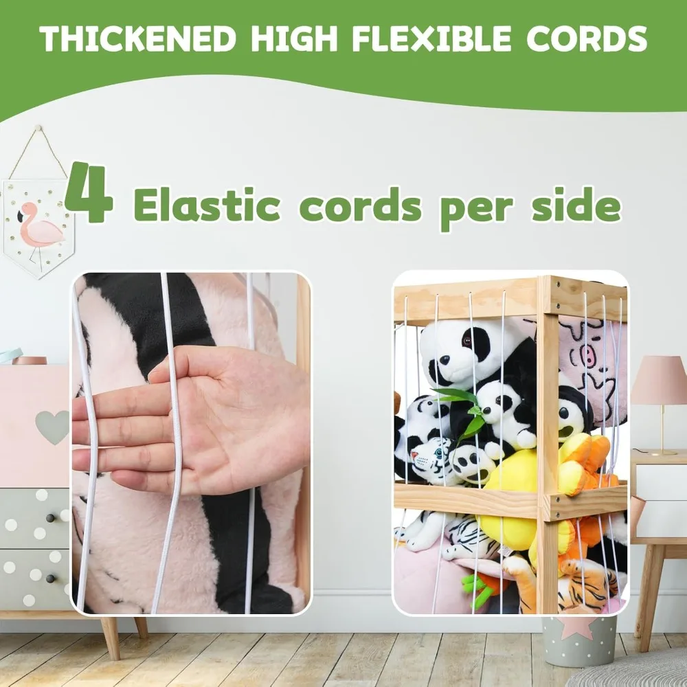 حل تخزين واسع للحيوانات المحشوة والألعاب القطيفة للأطفال: منظم خشبي لغرفة اللعب